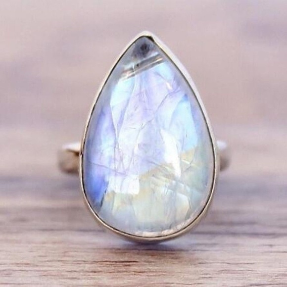 Jewelry - Moonstone Silver Party Gift Cocktail Ring Size 7